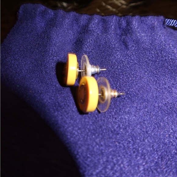 YELLOW CIRCLED TORY BURCH LOGO EARRINGS! - Picture 2 of 2